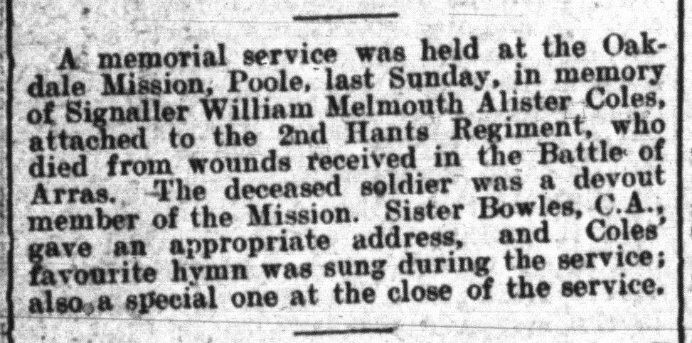 Coles, Private Melmoth William Alister