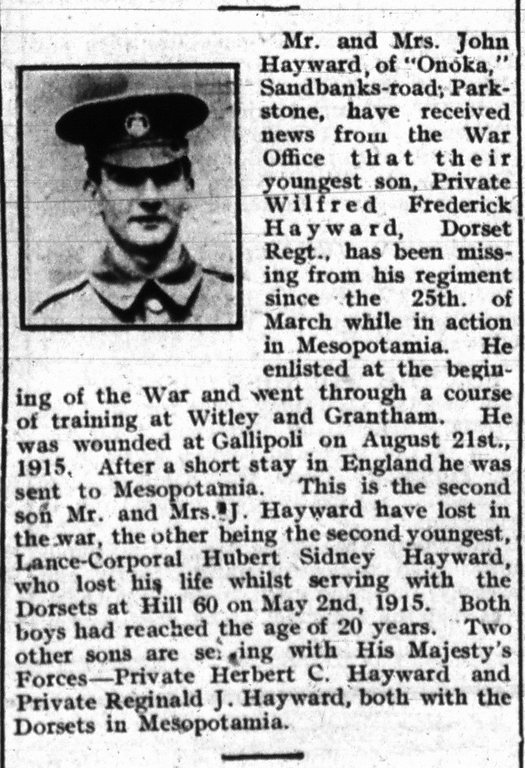 Hayward, Private Wilfred Frederick
