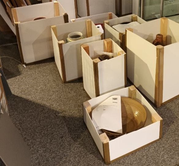 Pottery in boxes