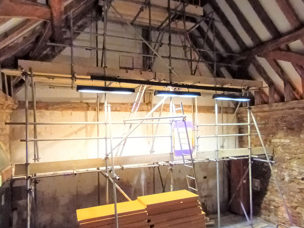 Internal shot of the museum roof with scaffolding