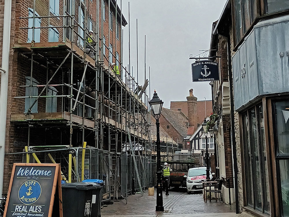 Scaffolding outside Poole Museum